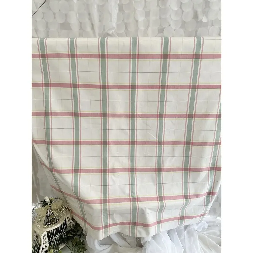 Vintage 90’s Pink Green Cream Yellow Plaid Fabric Cottage Country By The YARD